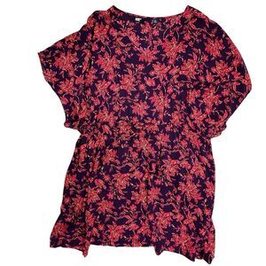 Lands' End Swim Cover-Up Women Size M/L Pink Purple Dress Floral